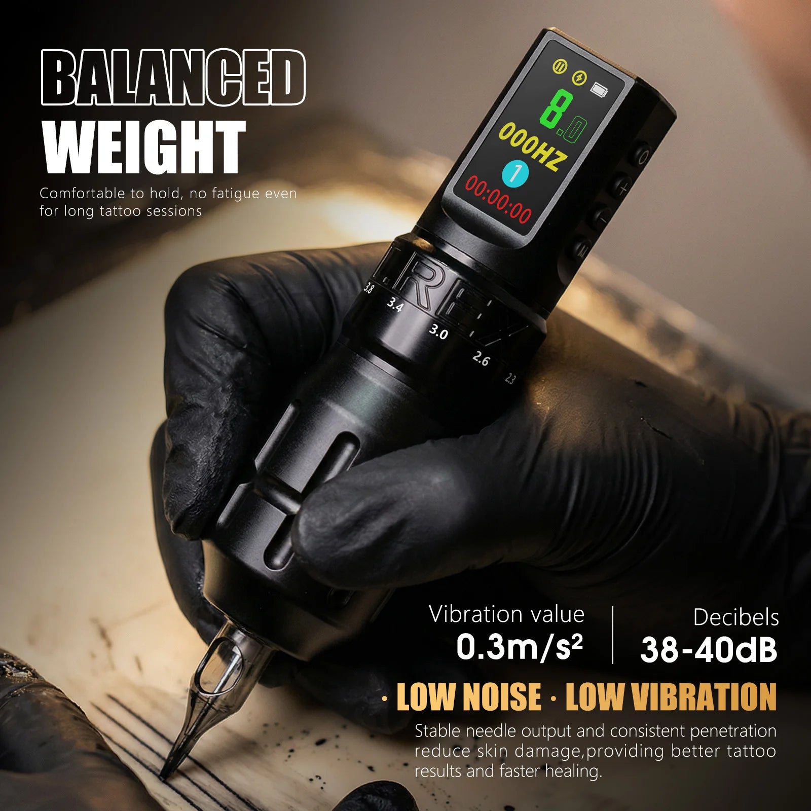 T-Rex Wireless Tattoo Machine Rotaty Pen Kit Adjustable Stroke Custom Motor 1800mAh LCD Screen Battery Makeup Pen For Tattoo Set by Geo’s Online Store