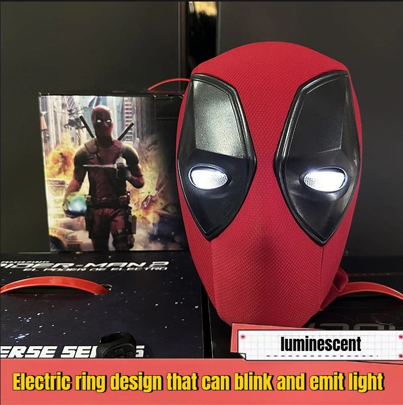 2026 Popular New Deadpool Cute Headset Electric Helmet Can Blink and Shine COS Mask Marvel Toy Decoration by Geo’s Online Store