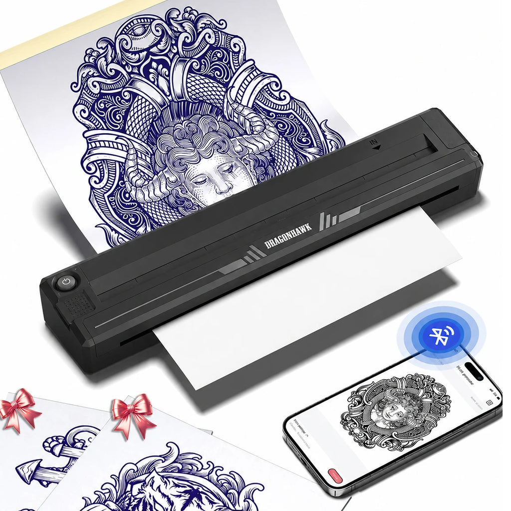 Dragonhawk L3 Tattoo Kit Full Set Thermal Tattoo Stencil Printer 7 Strokes Wireless Tattoo Pen 20 Cartridge Needle for Beginners by Geo’s Online Store