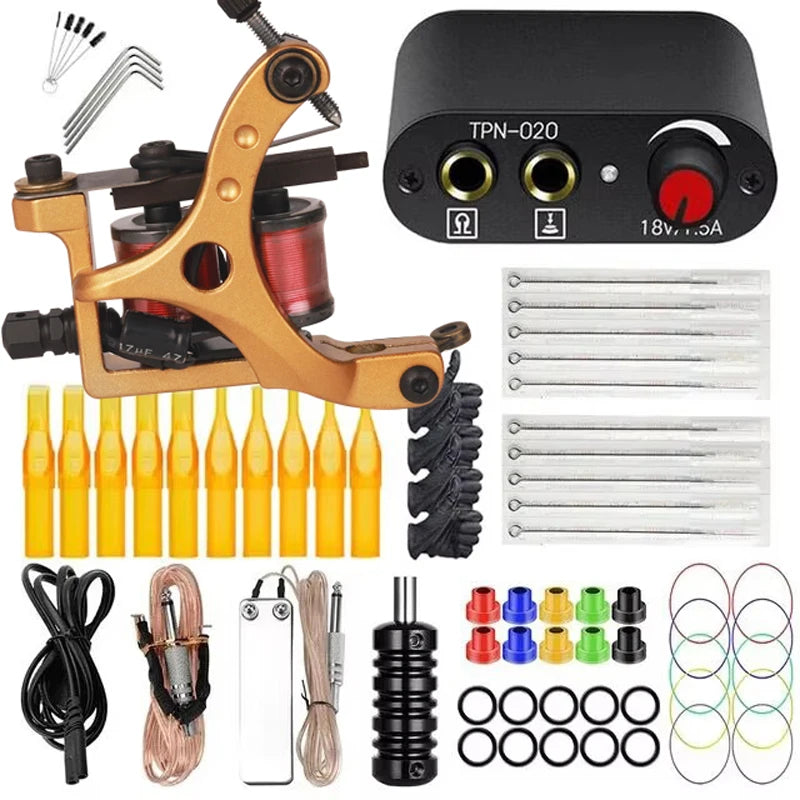 Coils Tattoo Machines Kit Cheap Beginner Tattoo Kit with Power Supply Tattoo Needles Body Arts Supplies for Liner Shader Machine by Geo’s Online Store