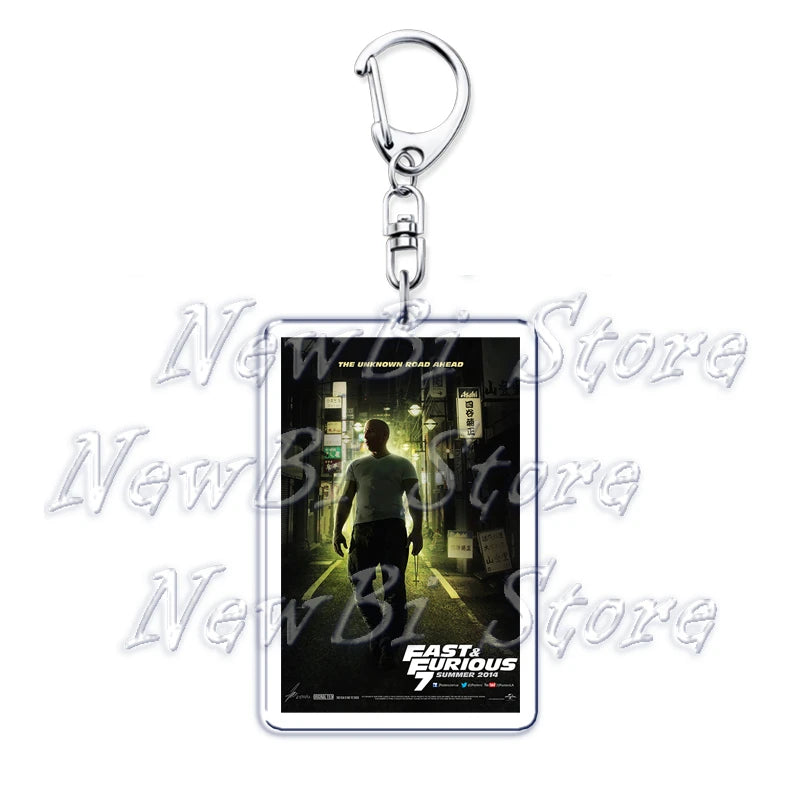 Classic Fast Furious Movie Cover Poster Keychain for Accessories Bag Pendant Sport Car Key Chain Ring Keyring Jewelry Fans Gift by Geo’s Online Store