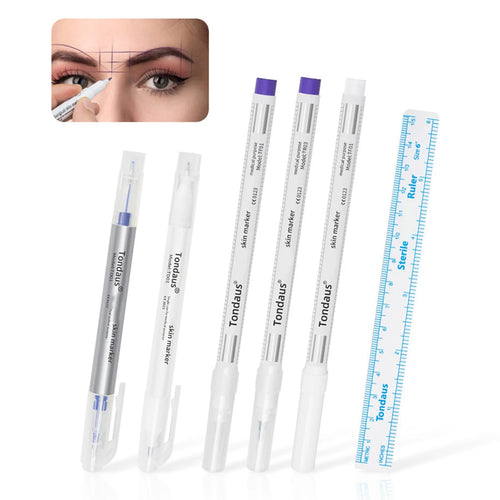 10Pcs Skin Marker Pen Kits Sterilized Package With Ruler Eyelash Extension Tool For Tattoo Piercing Scribe Skin Marker Pen by Geo’s Online Store