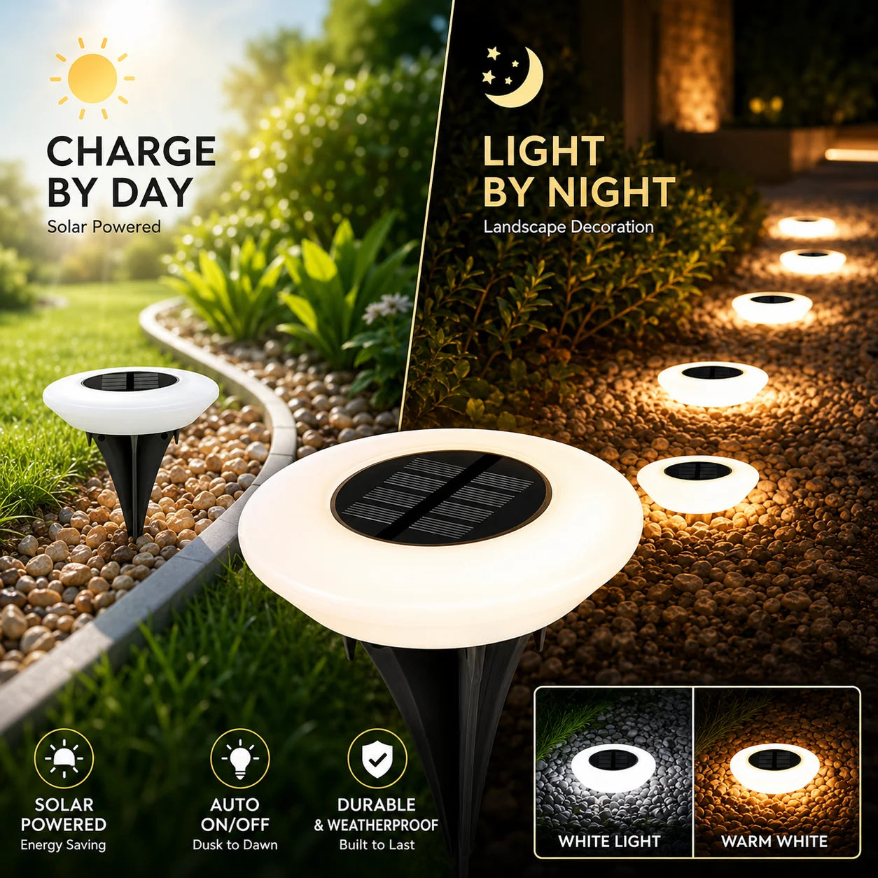 1/2Pack Solar Ground Lights,14LED Waterproof Outdoor Landscape Light, LED Lawn Lamp, for Garden Pathway Yard Deck Camping Decor by Geo’s Online Store