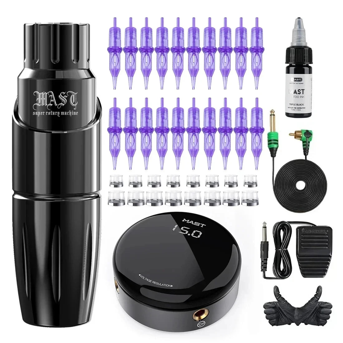 Mast Tour Tattoo Machine Full Kit Permanent Makeup Pen Lightweight Design for Eyebrow & Lip Art Makeup with MAST Pro Cartridge by Geo’s Online Store
