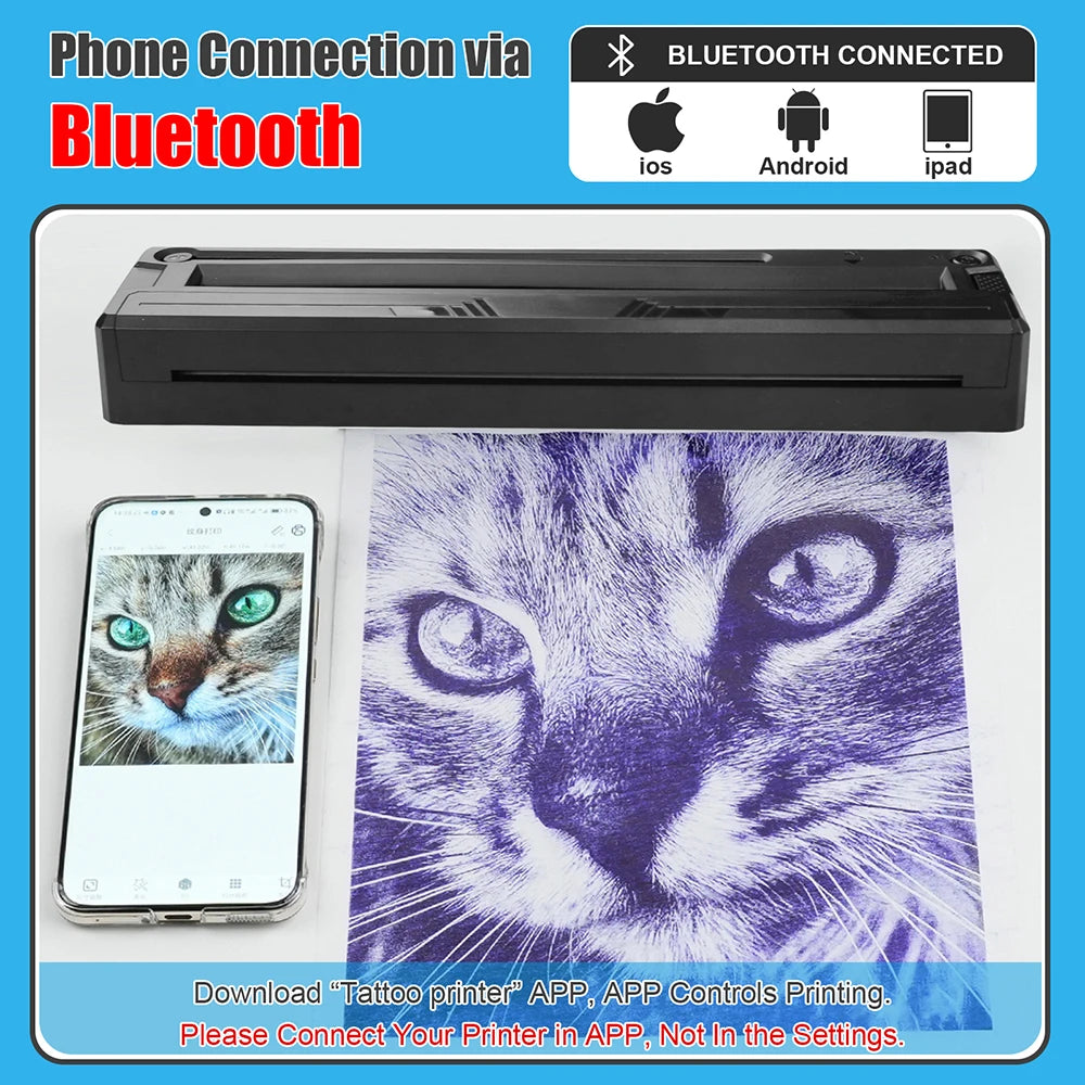 Wireless Tattoo Transfer Machine Kit Portable Wireless Tattoo Stencil Printers with Thermal Stencil Papers Transfer Cream Gel by Geo’s Online Store
