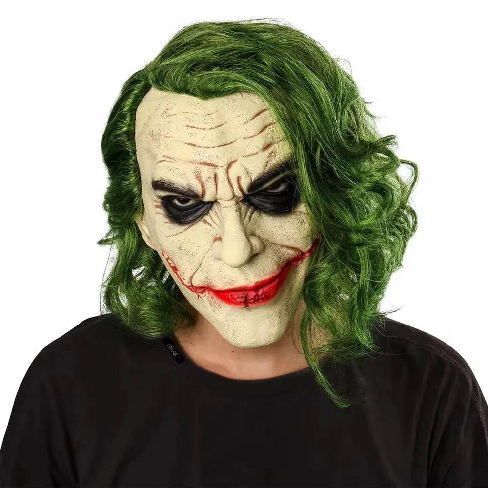 The Dark Knight Joker Cosplay Mask Halloween Party Unisex Adult Latex Mask Head Cover Party Performance Stage Props by Geo’s Online Store