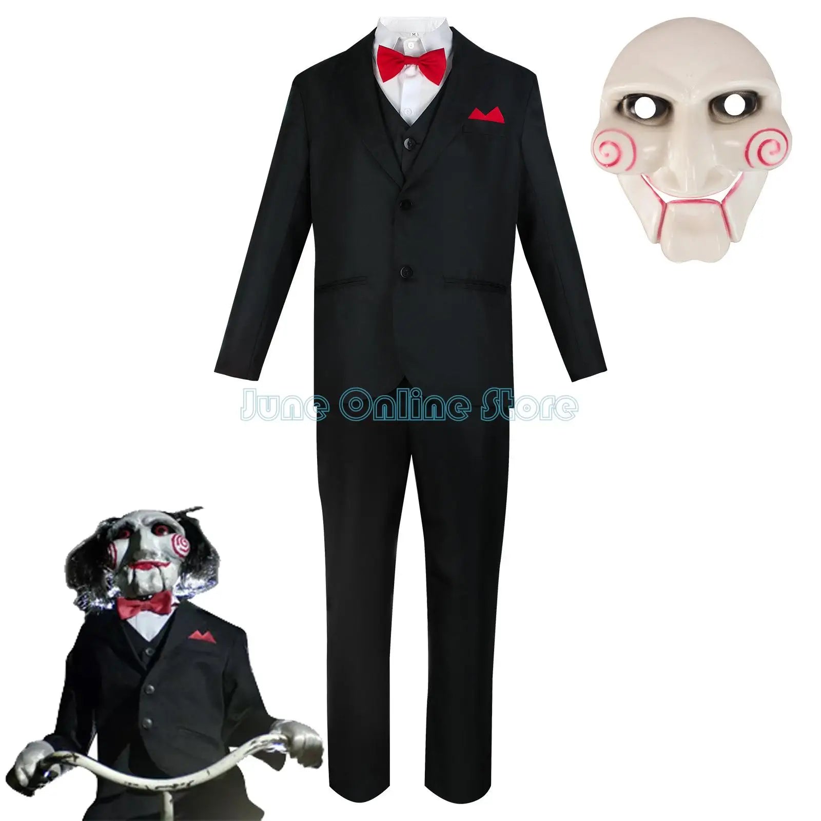 Jigsaw Killer Cosplay Anime Saw 10 Costume Uniform Men Suit Coat Vest Pants Set Halloween Party Mask Outfit for Man by Geo’s Online Store