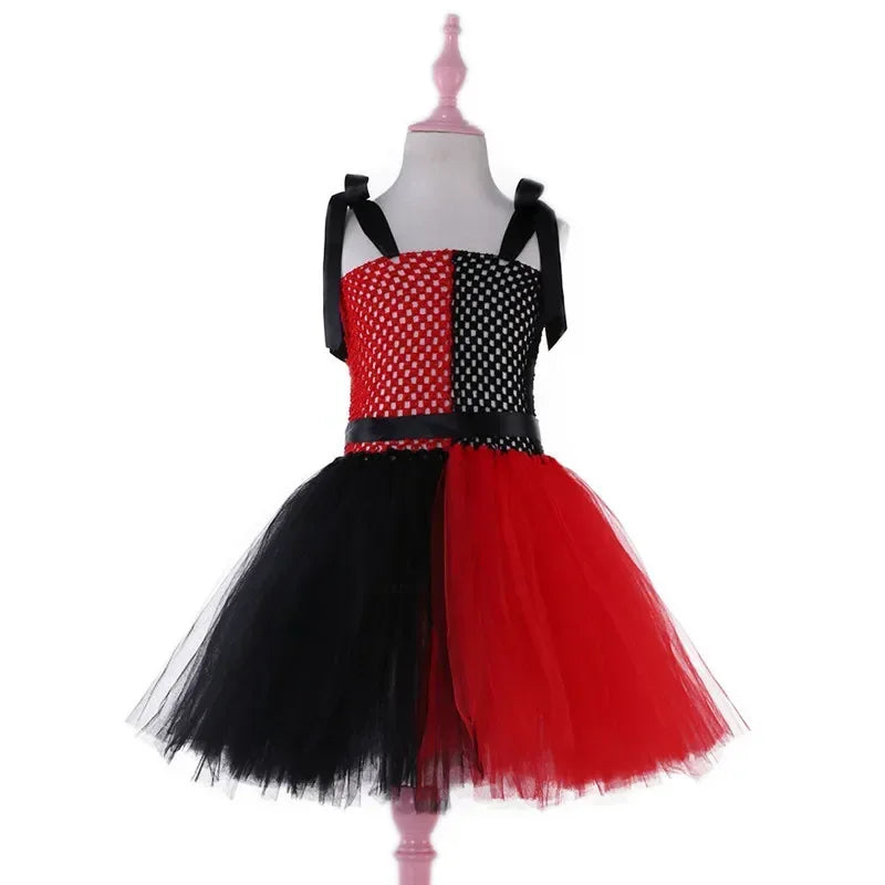 Harley Joker Tutu Dress Costume for Carnival Party Fancy Tutu Dress Girls Scary Striped Killer Clown Terrifier Costumes Set by Geo’s Online Store