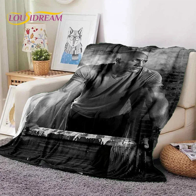 3D The Rock Dwayne Johnson Actor Soft Flannel Blanket,Throw Blanket Comfortable Blanket for Picnic Beds Sofa Home Bedroom Gift by Geo’s Online Store