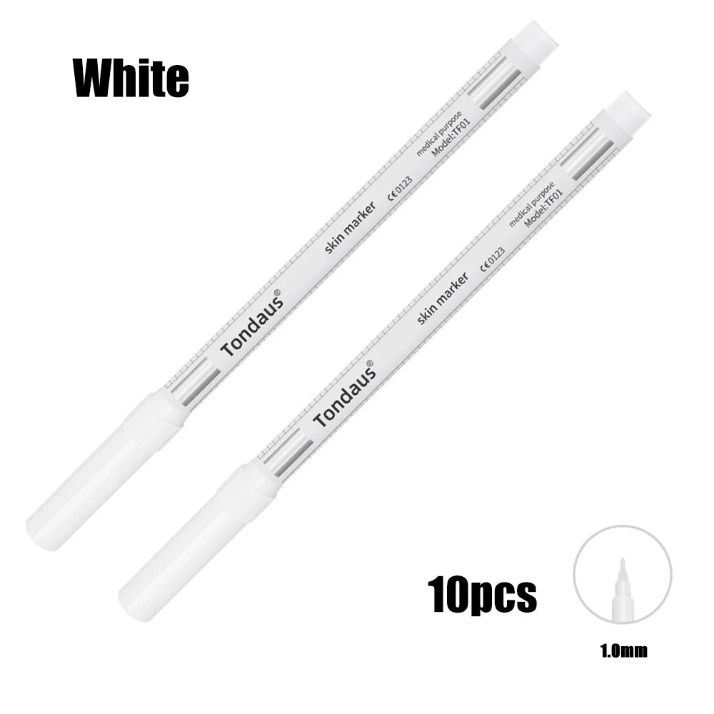 10Pcs Skin Marker Pen Kits Sterilized Package With Ruler Eyelash Extension Tool For Tattoo Piercing Scribe Skin Marker Pen by Geo’s Online Store