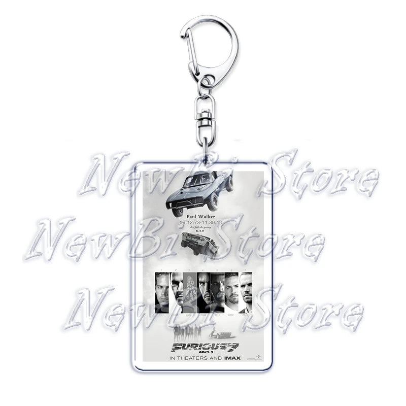 Classic Fast Furious Movie Cover Poster Keychain for Accessories Bag Pendant Sport Car Key Chain Ring Keyring Jewelry Fans Gift by Geo’s Online Store