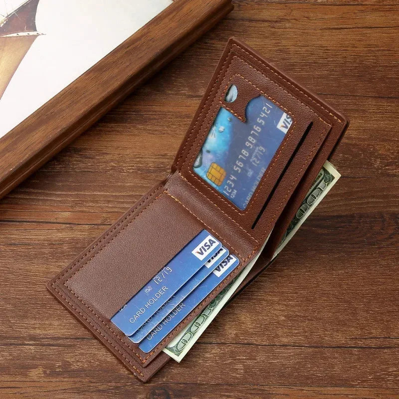 Men's leather short wallet thin wallet foldable minimalist soft leather wallet by Geo’s Online Store