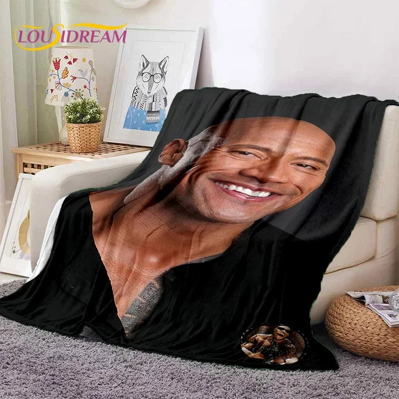 3D The Rock Dwayne Johnson Actor Soft Flannel Blanket,Throw Blanket Comfortable Blanket for Picnic Beds Sofa Home Bedroom Gift by Geo’s Online Store