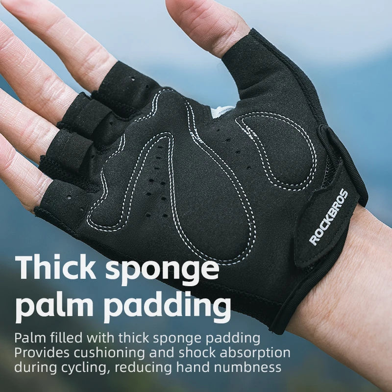 ROCKBROS Bike Gloves Half Finger Summer Breathable Anti-slip SBR Pad Shockproof MTB Road Bicycle Gloves Cycling Shorts Gloves by Geo’s Online Store