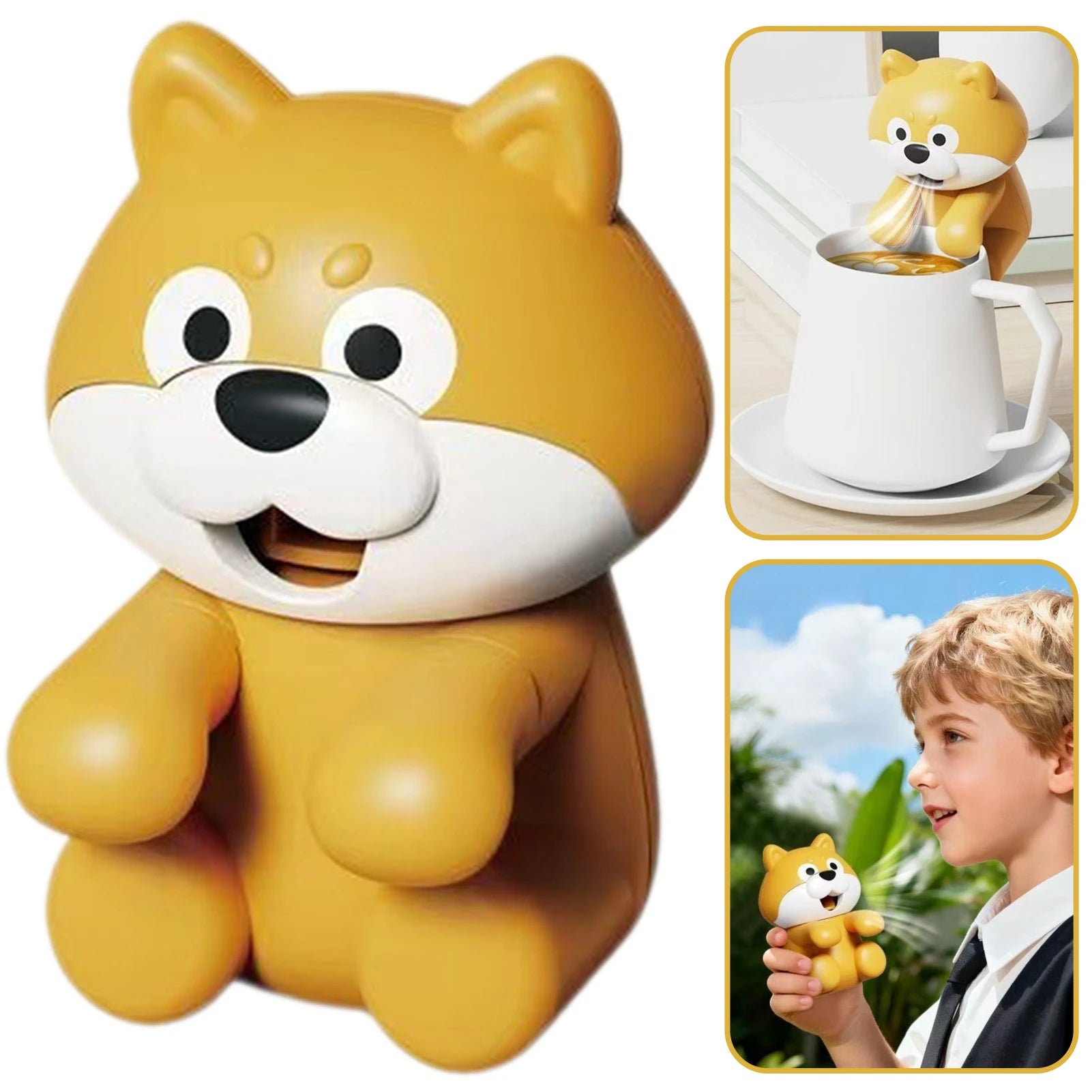 Mini Clip-On Fan Cup Bowl Air-Blowing Cooling Attachment Dog-Shaped Cute Cartoon Design Food Cooler Robot Children Like Gift by Geo’s Online Store