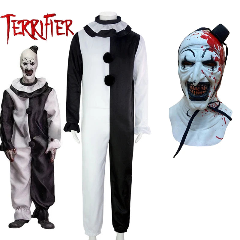 Art The Clown Cosplay Movie Terrifier 2 Art The Clown Cosplay Costume Jumpsuit Mask Halloween Costumes Mask for Men Women by Geo’s Online Store