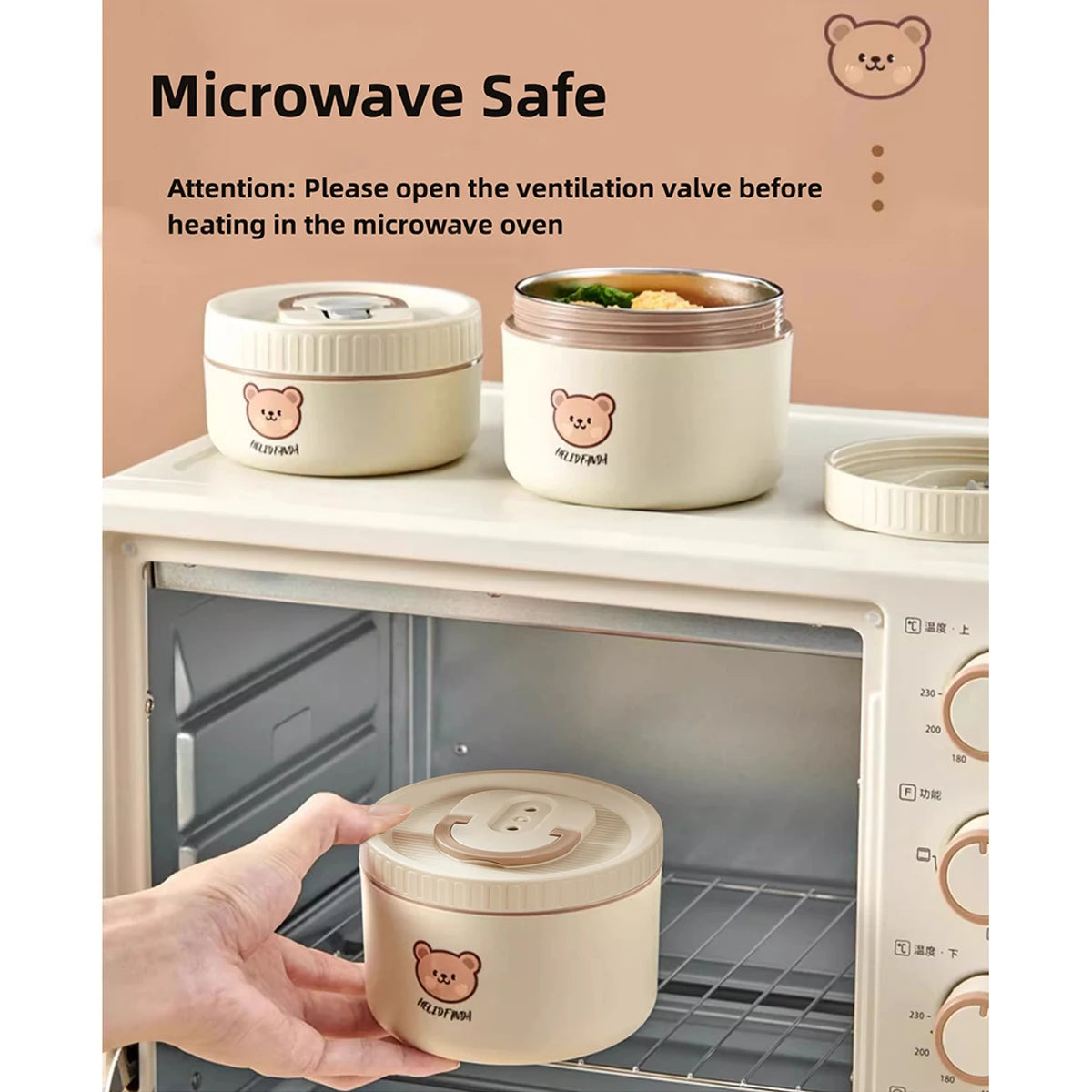 WORTHBUY Cute Thermal Bento Box Portable 304 Stainless Steel Lunch Box Heatable Sealed Leak-proof Food Container For Kids by Geo’s Online Store