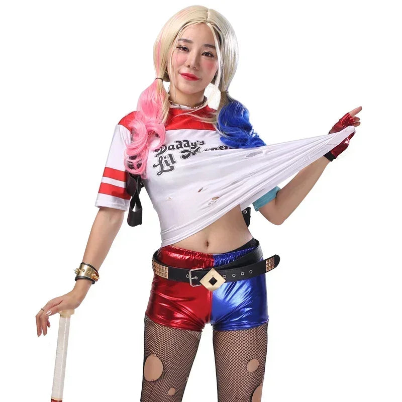 Robe Anime pour adultes, Costume pour femmes, perruque Quinn pour filles, t-shirt, veste Joker, Costume d'halloween, by Geo’s Online Store