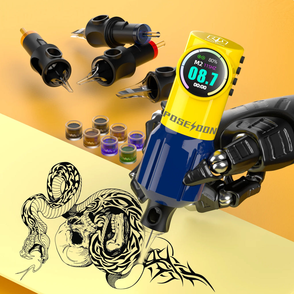 POSEIDON Tattoo Kit or Tattoo Machine Wireless Tattoo Pen For Tattoo Machine Kit 1600MAh Tattoo Power Supply Tattoo Gun Kit by Geo’s Online Store