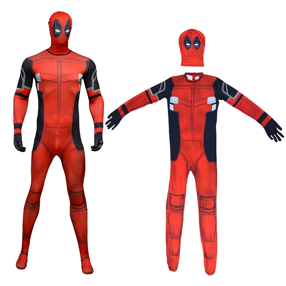 Deadpool Child Costume Halloween Costumes Kids Men Adult Superhero Bodysuit Jumpsuit Children Cosplay Costume Swords Accessories by Geo’s Online Store