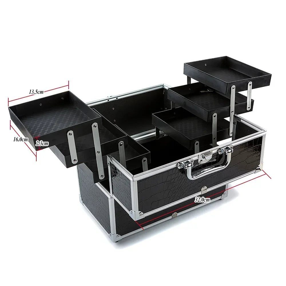 1Pcs Professional Tattoo Nail Case Aluminum Alloy Case Cosmetic Storage Box Cosmetic Case Portable Multi-layer Large-capacity by Geo’s Online Store