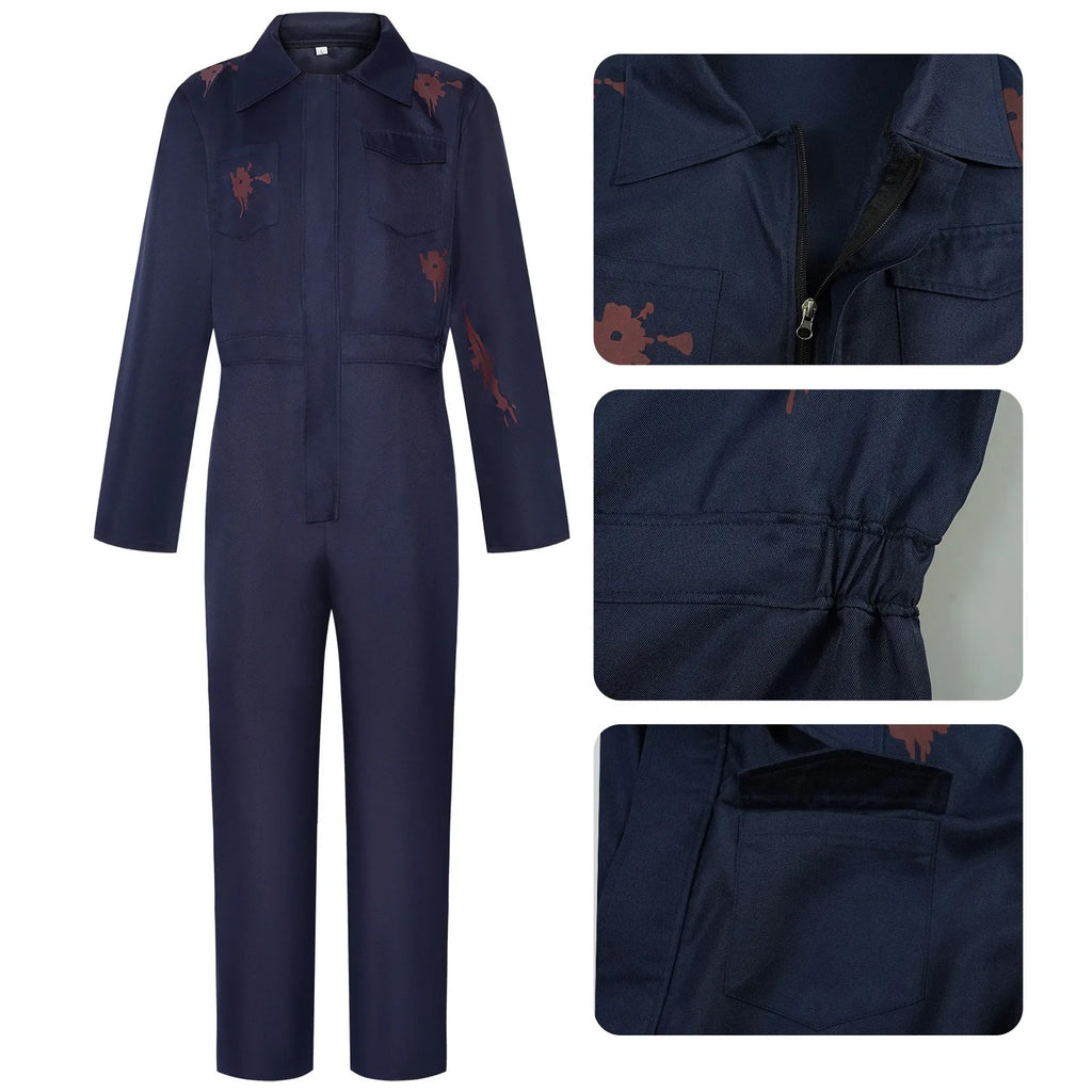 Halloween Cosplay Doodt Michael Myers Cosplay Costume Scary Bloody Killer Jumpsuit Horror Mask Suit Props Clothes Adult Kids by Geo’s Online Store