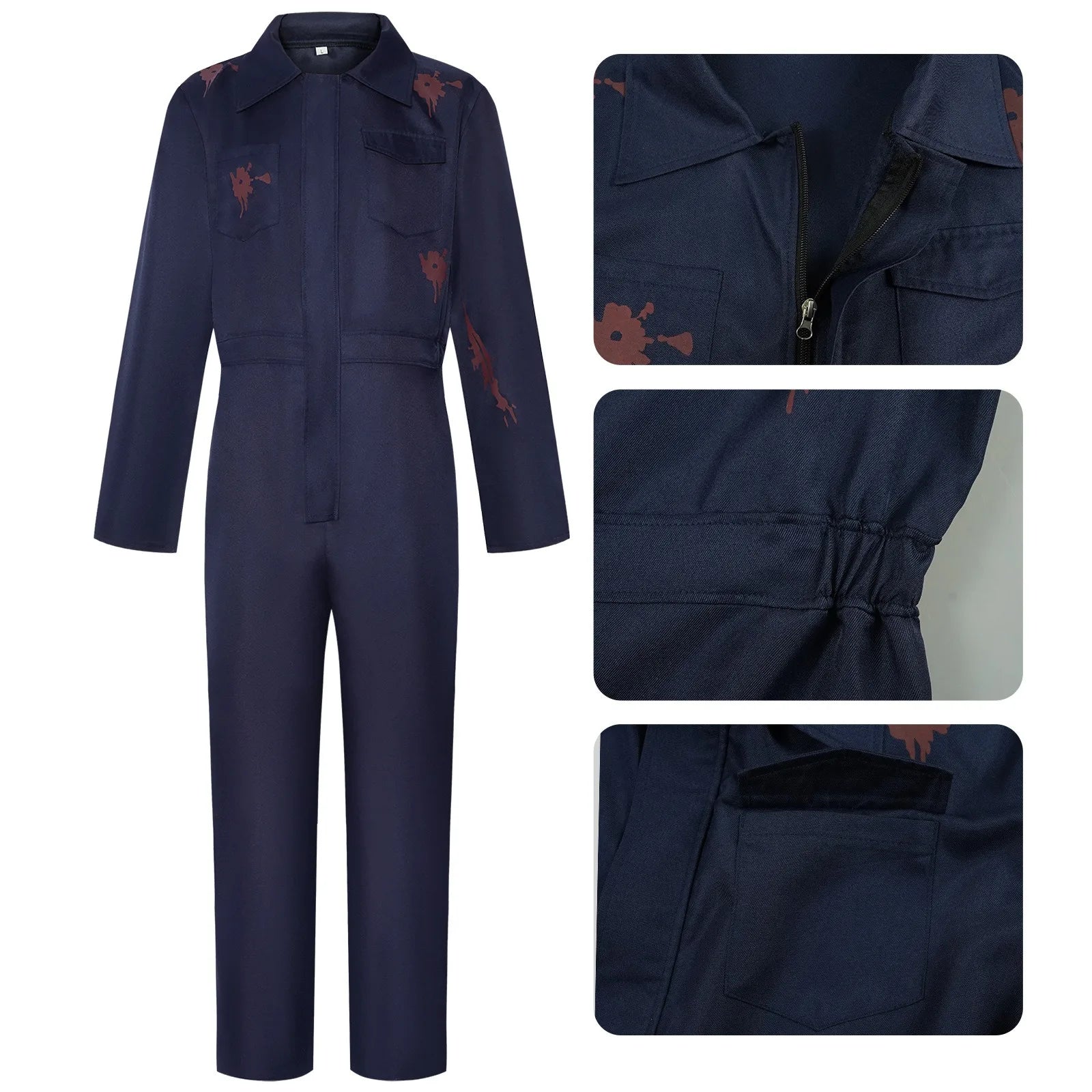 Halloween Cosplay Doodt Michael Myers Cosplay Costume Scary Bloody Killer Jumpsuit Horror Mask Suit Props Clothes Adult Kids by Geo’s Online Store