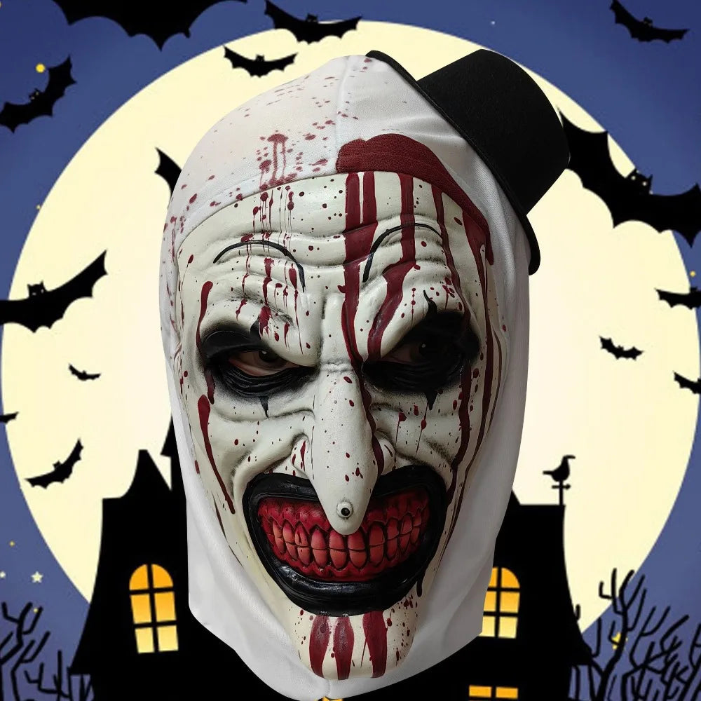 Scary Cosplay Mask Halloween Clown Bloody Latex Soft Props Party Terrifier Costume Masks Adult One Size by Geo’s Online Store