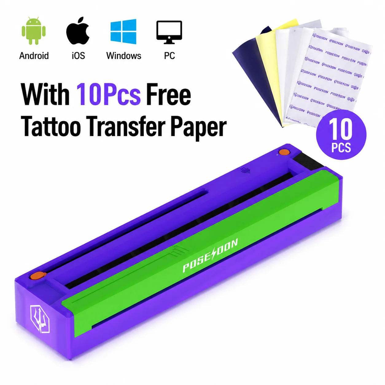 POSEIDON Tattoo Transfer Machine With 10Pcs Free Tattoo Transfer Paper TR052 High Quality Tattoo Stencil Printer Transfer Machin by Geo’s Online Store