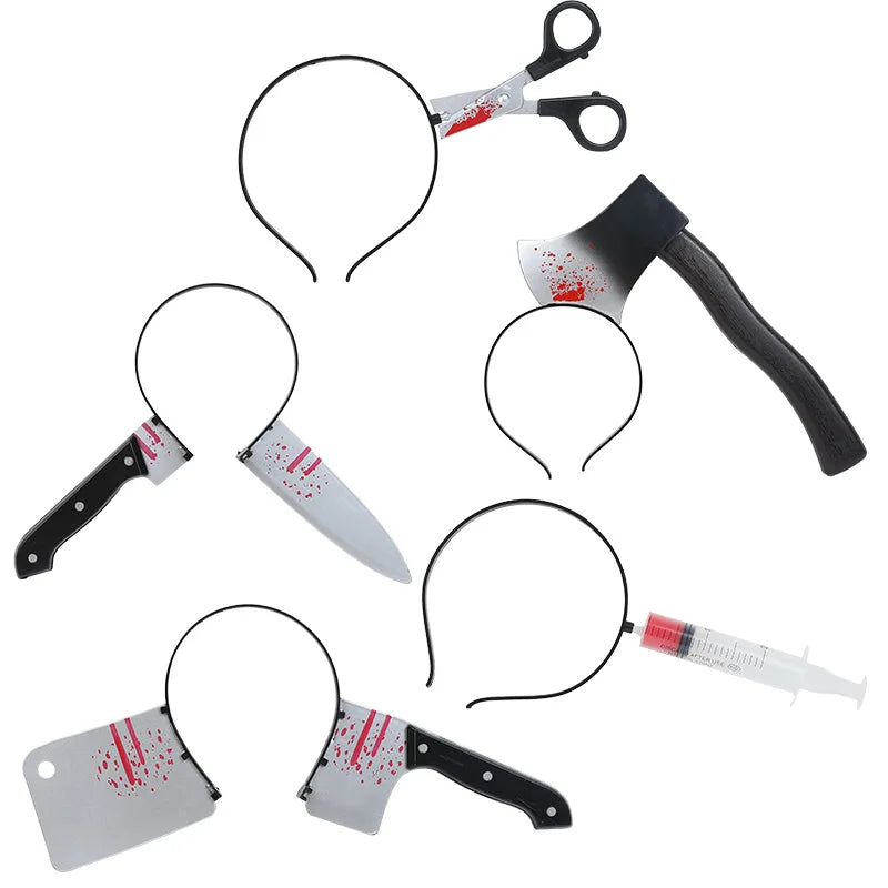 Halloween Horror Props Blood Fake Saws Knife Headband For Halloween Party Masquerade Mischief Props Decoration Supplies by Geo’s Online Store