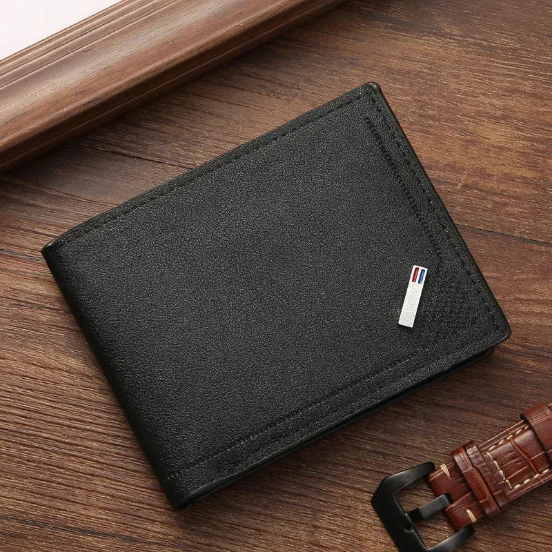 Men's leather short wallet thin wallet foldable minimalist soft leather wallet by Geo’s Online Store