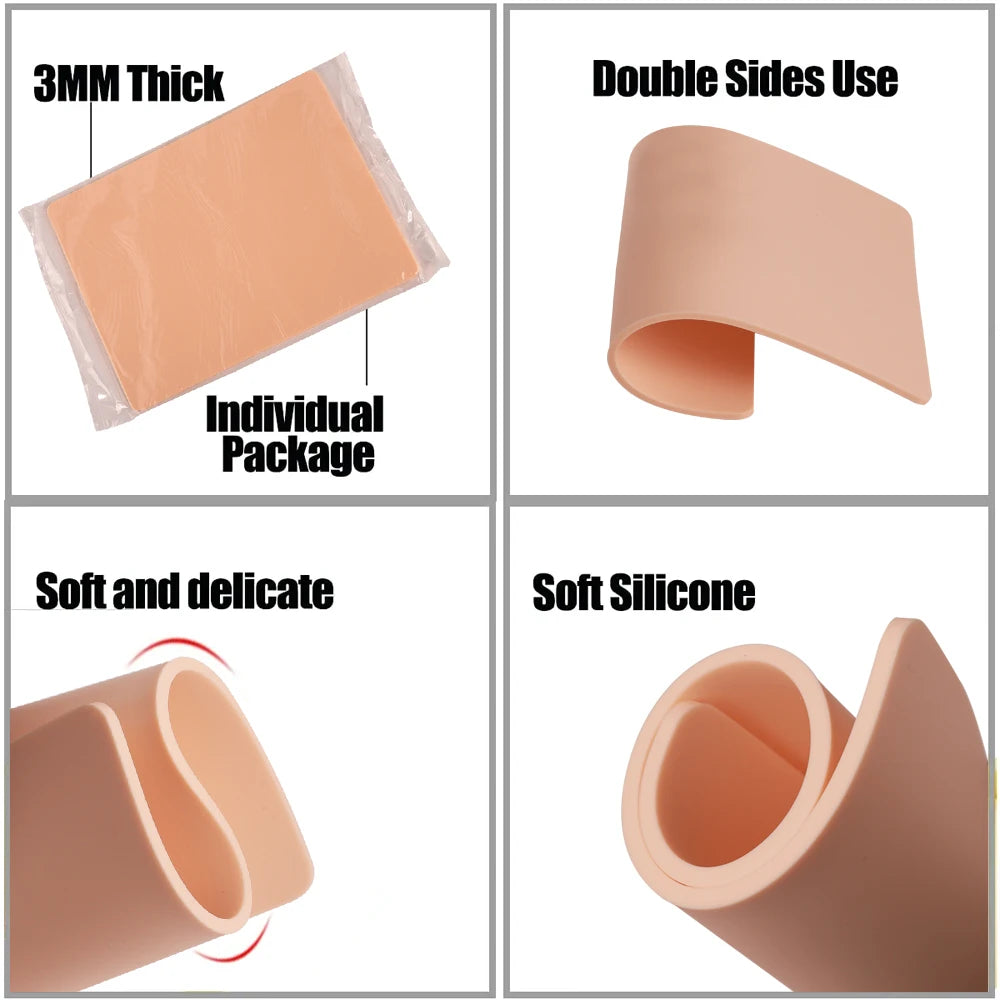 1/3/5/8/10/15PCS Tattoo Practice Skin 3MM Thick Blank Double Sides Silicone Fake Skin Beginner Practice Skin Accessories by Geo’s Online Store