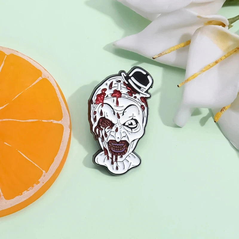 Terrifier Clown Enamel Pin Sunflower Sunglasses Horror Clown Killer Movie Halloween Brooch Lapel Badge Jewelry Gifts For Friends by Geo’s Online Store