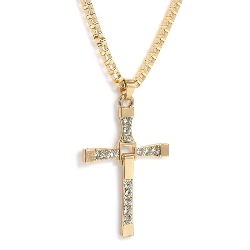 Dominic Toretto The Fast and The Furious Celebrity Vin Diesel Item Crystal Jesus Men Cross Pendant Necklace Gift Jewelry by Geo’s Online Store