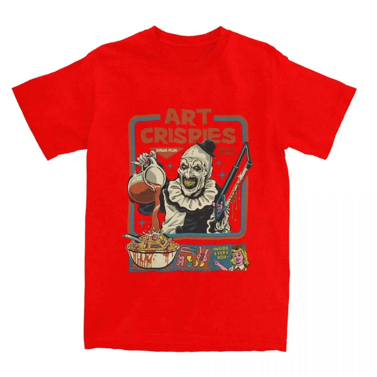 Art Crispies Terrifier Clown Shirt Apparel Men Women's Pure Fashion Retro Horror Shirt Clothes Graphic Printing Crew Neck Tees by Geo’s Online Store