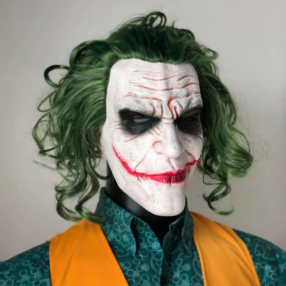 The Dark Knight Joker Cosplay Mask Halloween Party Unisex Adult Latex Mask Head Cover Party Performance Stage Props by Geo’s Online Store