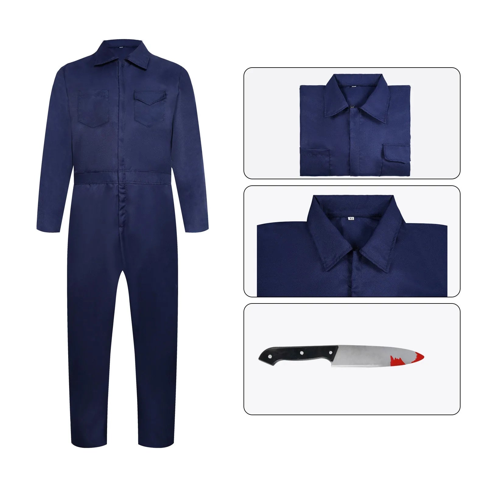 Halloween Cosplay Doodt Michael Myers Cosplay Costume Scary Bloody Killer Jumpsuit Horror Mask Suit Props Clothes Adult Kids by Geo’s Online Store