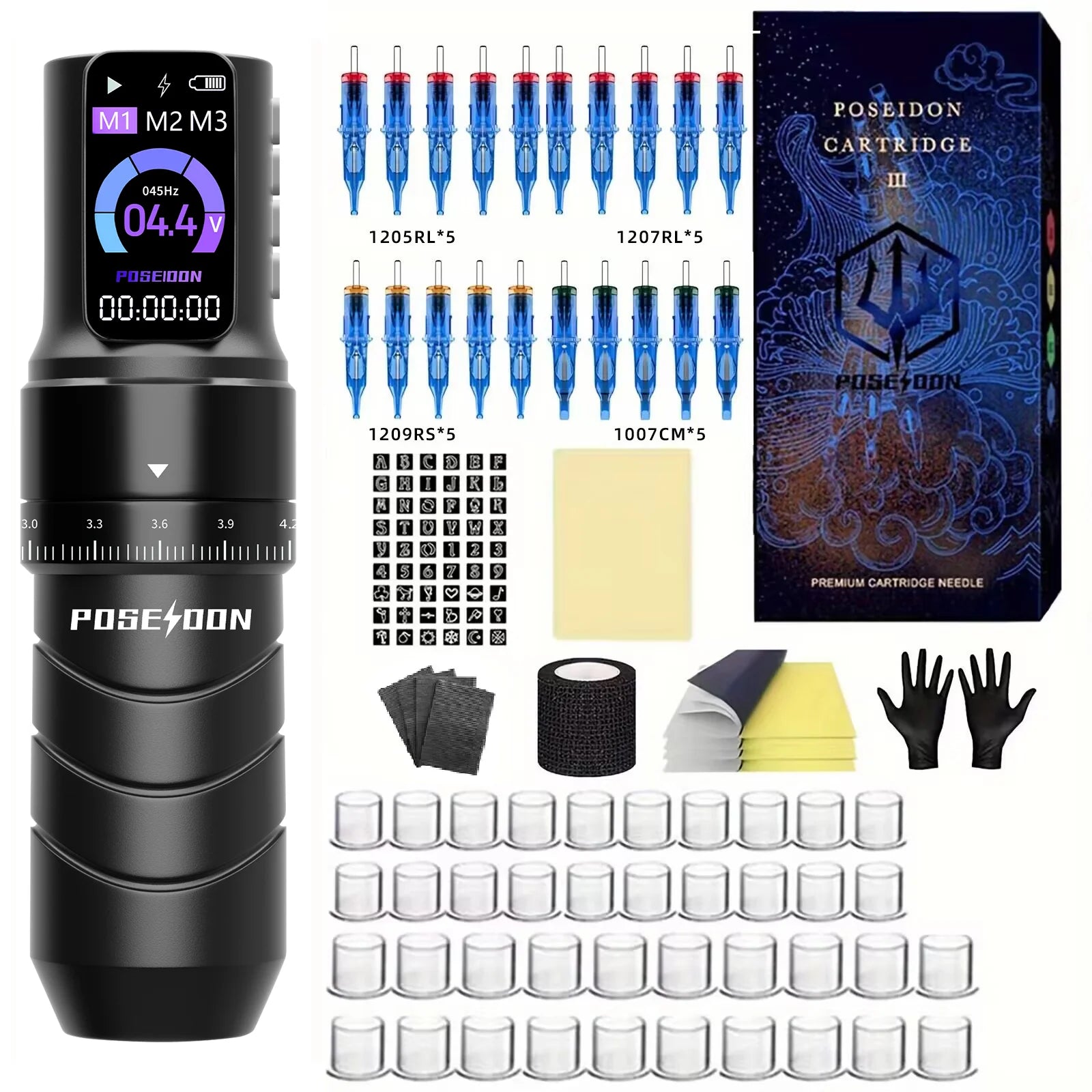 POSEIDON Tattoo Kit Professional Tattoo Pen Kit For Permanent Makeup Tattoo Machine Kit Wireless Power Supply Tattoo Gun Kit by Geo’s Online Store