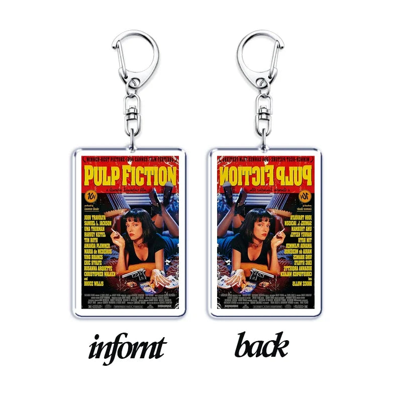 Classic Movie Keychains for Accessories Bag Pulp Fiction The Fast Furious Films Pendant Key Chains Keyrings Jewelry Fans Gifts by Geo’s Online Store