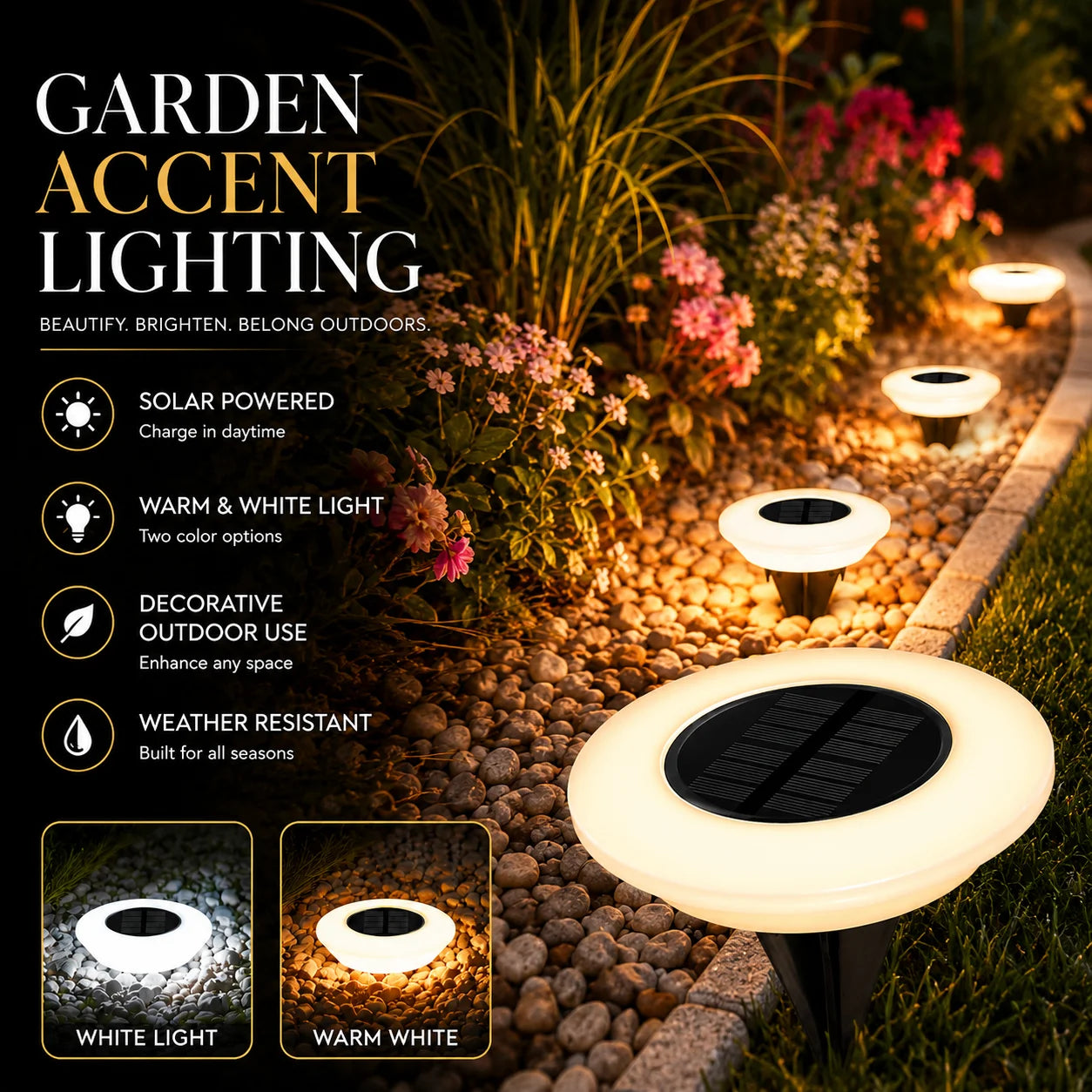 1/2Pack Solar Ground Lights,14LED Waterproof Outdoor Landscape Light, LED Lawn Lamp, for Garden Pathway Yard Deck Camping Decor by Geo’s Online Store