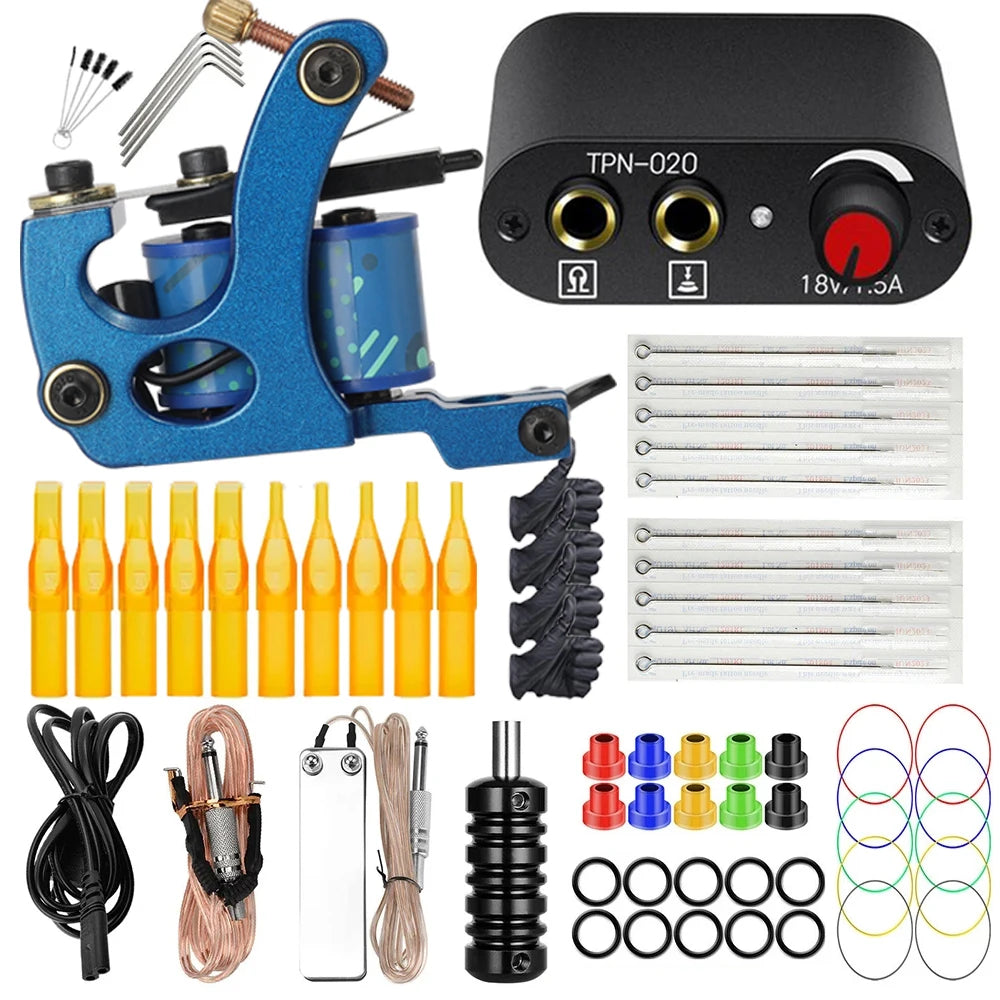 Coils Tattoo Machines Kit Cheap Beginner Tattoo Kit with Power Supply Tattoo Needles Body Arts Supplies for Liner Shader Machine by Geo’s Online Store