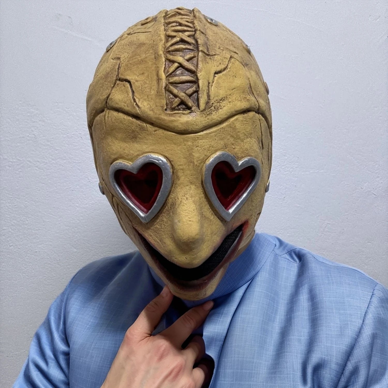 2026 Halloween Glowing Heart Eyes Horror Latex Mask Adult Full Head Movie Costume Accessory with Lighting by Geo’s Online Store