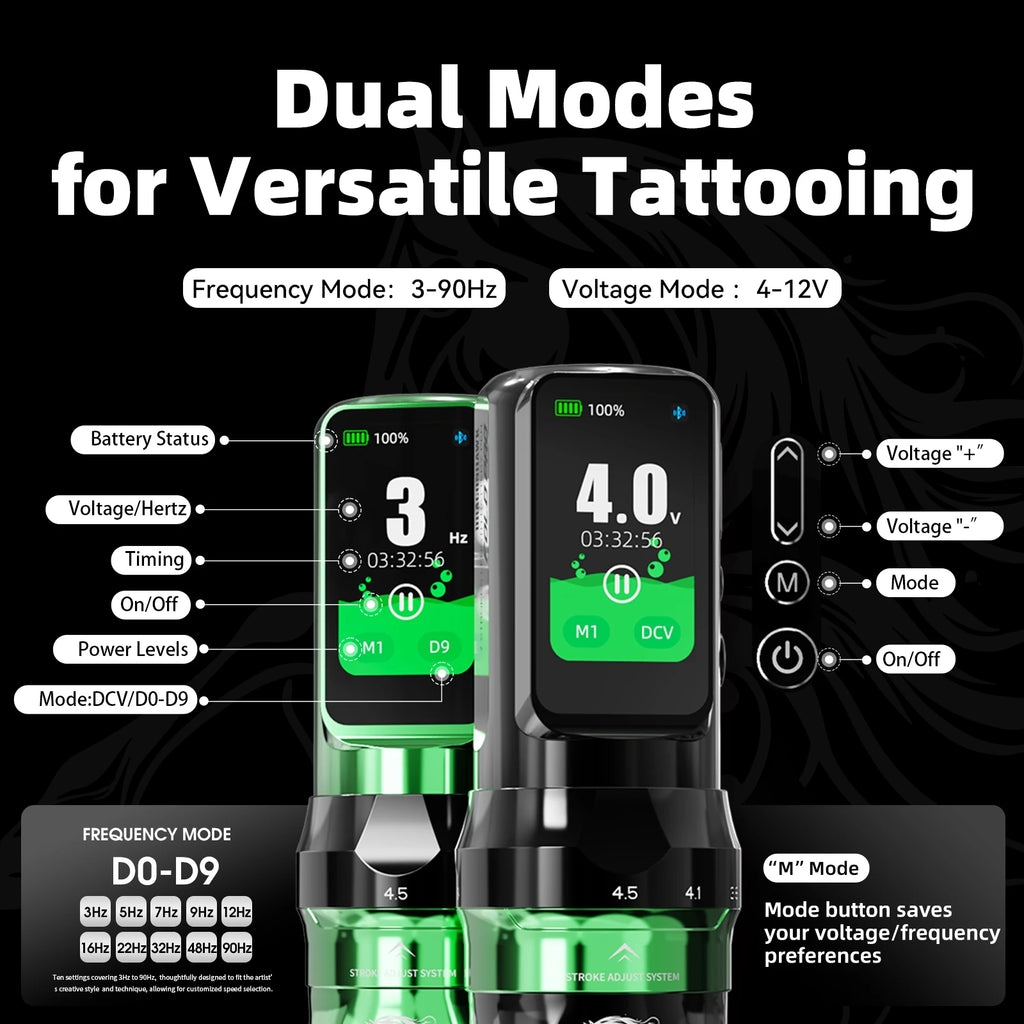Dragonhawk Fold Pro Year of The Horse Tattoo Machine Pen 7 Strokes Mcore-C4 Motor Low Noise Stable Durable for Pro Tattoo Artist by Geo’s Online Store