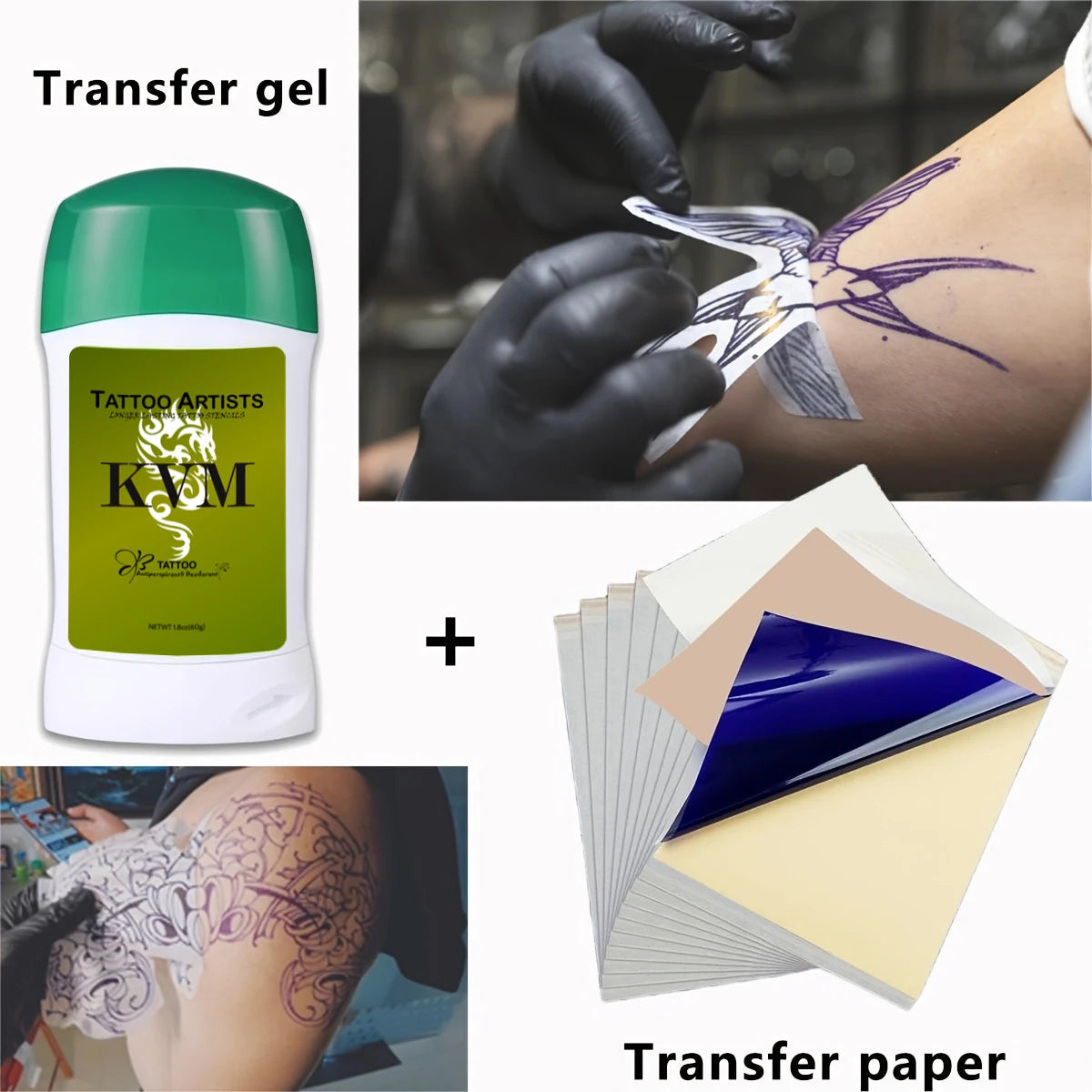 KVM Tattoo Transfer Cream Gel with tattoo transfer paper kit, Tattoo Transfer Machine accessories for A4 Size Stencil Paper by Geo’s Online Store