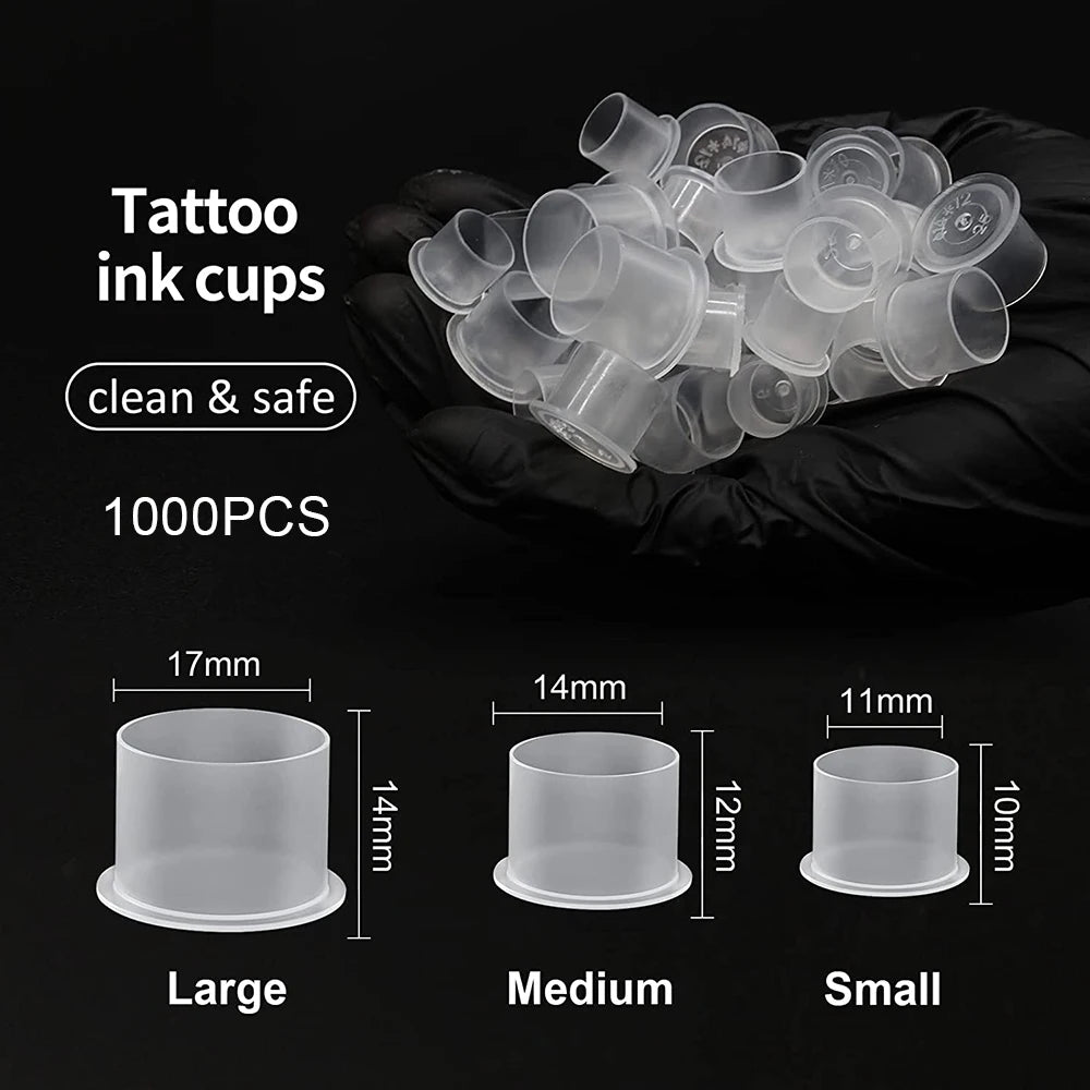 300/100PCS Disposable Tattoo Ink Cups with Base S/M/L Mixed Permanent Makeup Pigment Holder Caps Tattoo Accessories by Geo’s Online Store