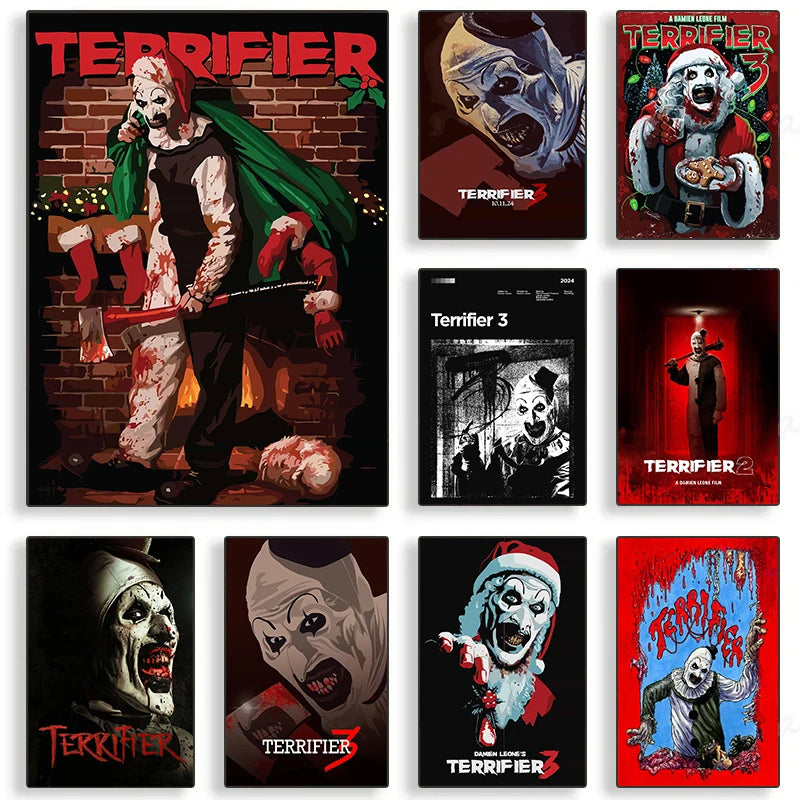 High quality Terrifier 3/2/1 Collection Classic Thriller Movie Film Posters Wall Art Canvas Paintings Halloween Home Room Decor by Geo’s Online Store