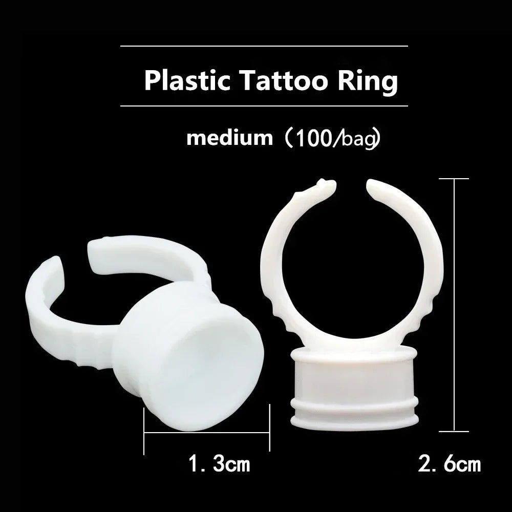 100pcs S/M/L Disposable Tattoo Ink Rings Cups Eyebrow Lip Tattoo Pigments Holder Ring Container Permanent Makeup Accessories by Geo’s Online Store