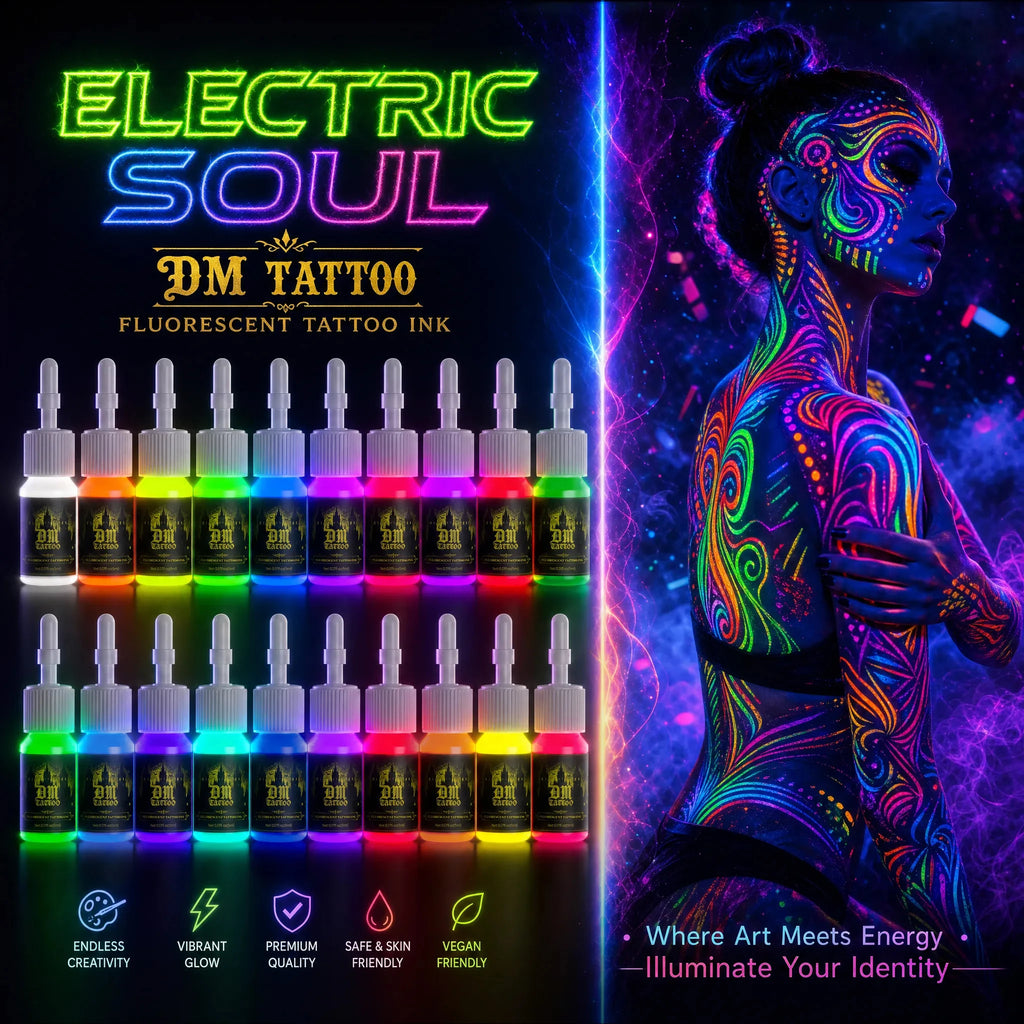 DM 5ml 18Colors Fluorescent Tattoo Ink Kit Professional Beauty Paints Natural Plant Extract Pigment Body Painting Tattoo Ink by Geo’s Online Store