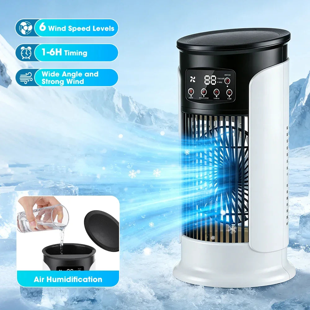 3 In 1 Household Fan Air Conditioner Portable 6-gear Air Cooler LED Night Light Humidifier Air Adjustment Fan Office Home Fan by Geo’s Online Store