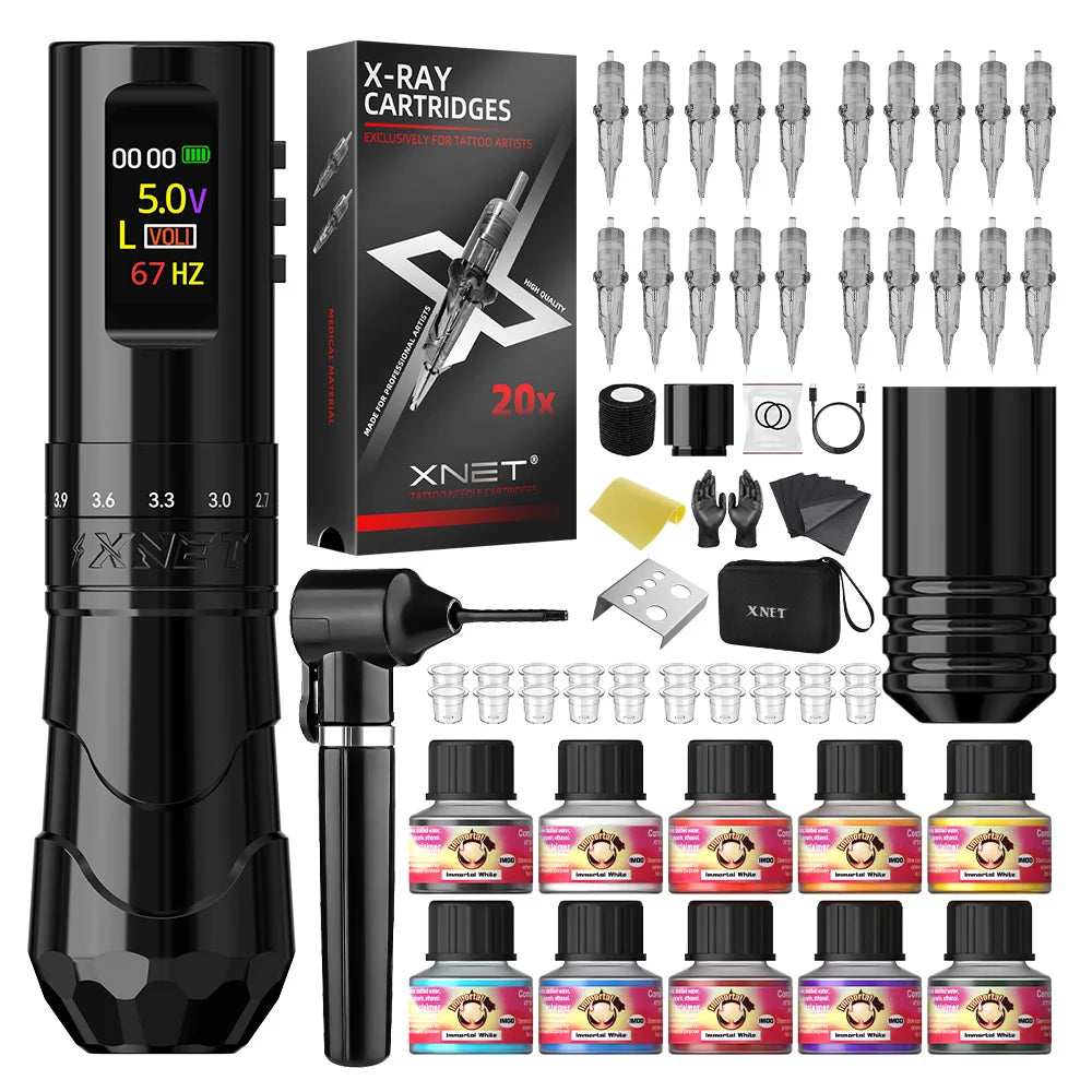 XNET Void Wireless Tattoo Machine Pen Kit With Ink Shaker 7 Adjustable Stroke OLED Display Tattoo supplies For Tattoo Artists by Geo’s Online Store